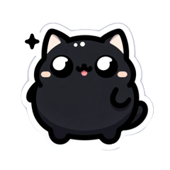 통통한 검은 고양이 스티커