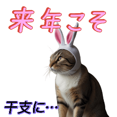 cat wearing a rabbit headgear 1