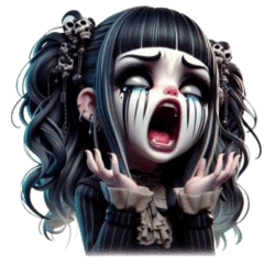 Gothic Girl Screaming Expression Sticker