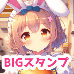 Rabbit girl BIG sticker hamburger store