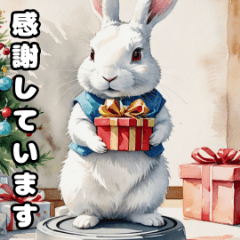 White Rabbit Riding a Robot Cleaner
