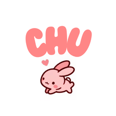 greeting pink rabbit