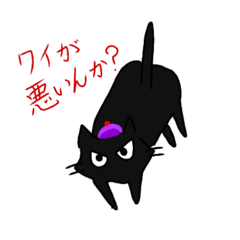 帽子を被った黒猫さん