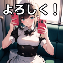 Selfie maid girl on the train