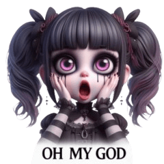Gothic Girl Surprised Stickers
