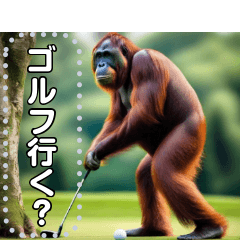 ゴルフをするオランウータン♡文字変更自由