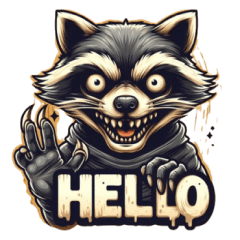 creepy raccoon sticker 002