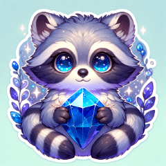 Cute raccoon holding lapis lazuli