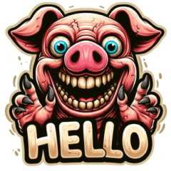 creepy pig sticker 002