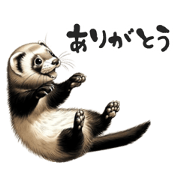old-fashioned ink painting ferret