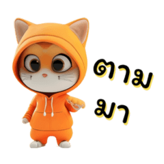 Cat wearing an orange hoodie