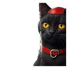 Black cat with a red bow