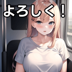 T-shirt girl riding the bus