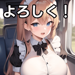 Maid girl riding the bus