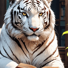 Um dia indoor para um tigre branco