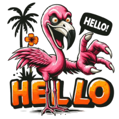creepy flamingo sticker 002