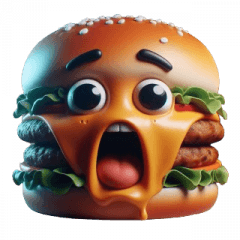 Emoji de Hambúrguer Surpreso,