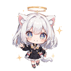 White-Haired Cat-Eared Girl Stamps 3