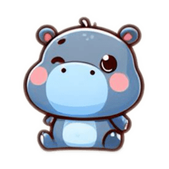Cute hippo stickers