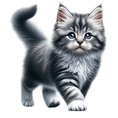 Fluffy Long-Haired Kitten Stickers
