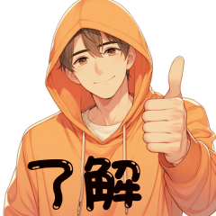 Boys in orange hoodies
