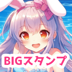 Rabbit girl in swimsuit BIG sticker