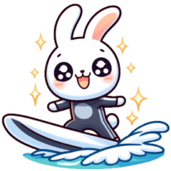 The rabbit which does surfing