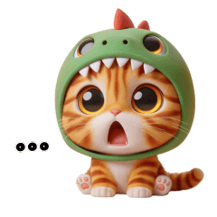 Orange cat with dinosaur cute hat