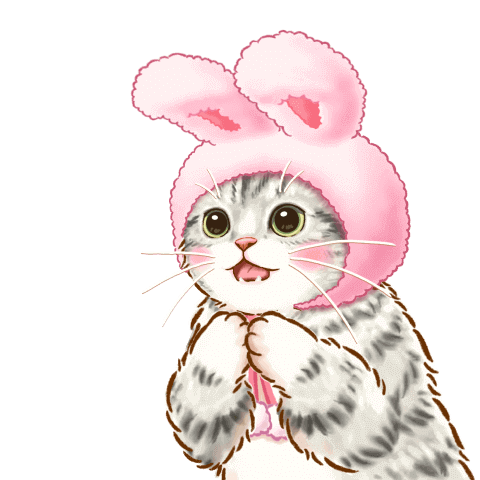 Sticker of the cat that costume rabbit