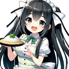 Cute chibi character waitress_1
