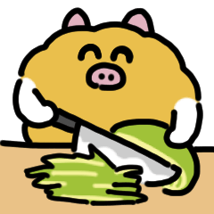 Smiling pork cutlet anime Sticker