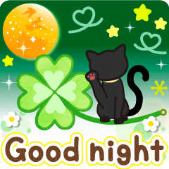 Black cat, lucky clover popup english