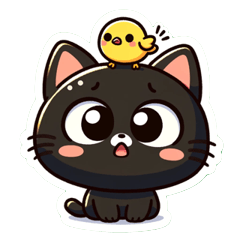 Playful Black Cat Stickers