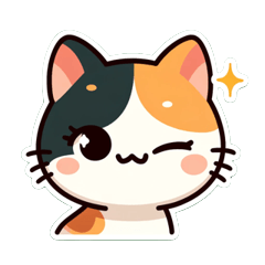 Stiker Kucing Kaliko yang Ceria