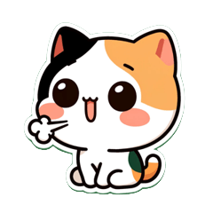 귀여운 삼색 고양이의 감정 스티커