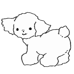 White toy poodle stamp (moves a little)