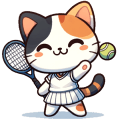 A cat that loves tennis