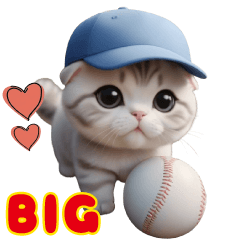 可愛い野球ネコ達の 思いやりBIGスタンプ