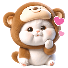 Monkey Cat : Love Love (Big Stickers)