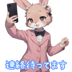 rabbit wearing a pink suit