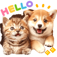 kawaii cat and dog sticker