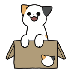 Calico white cat sticker for Arranging