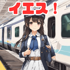 "Cute Train Conductor and Shinkansen"