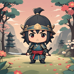 Cute and handsome Japanese samurai