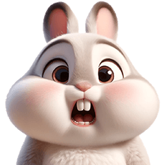 Plump rabbit with big front teeth