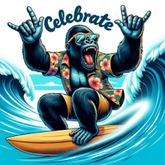 Surfing Gorilla Stickers