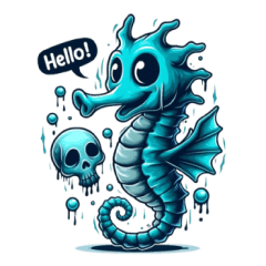 creepy seahorse sticker 002