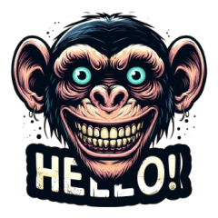 creepy chimpanzee sticker 002