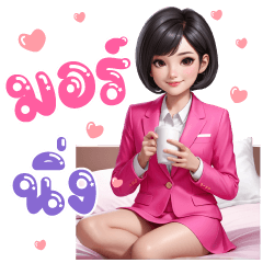 Sticker of Bank Lady Pink suit (Big)