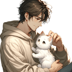 Him with a Cat (Casual, Cat's Feeling)